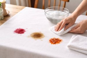 Cómo quitar manchas difíciles de vino, café y salsa en manteles y servilletas sin estropearlos